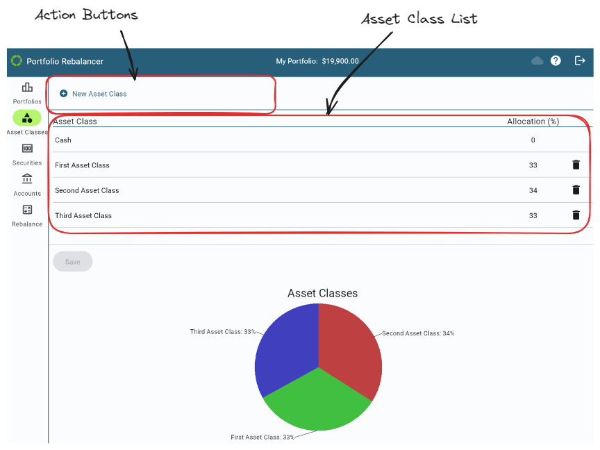 Asset Classes User Interface